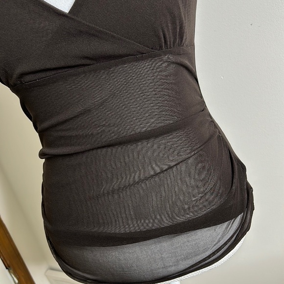 MICHAEL MICHAEL KORS SHEER CHOCOLATE BROWN TOP - Picture 5 of 11